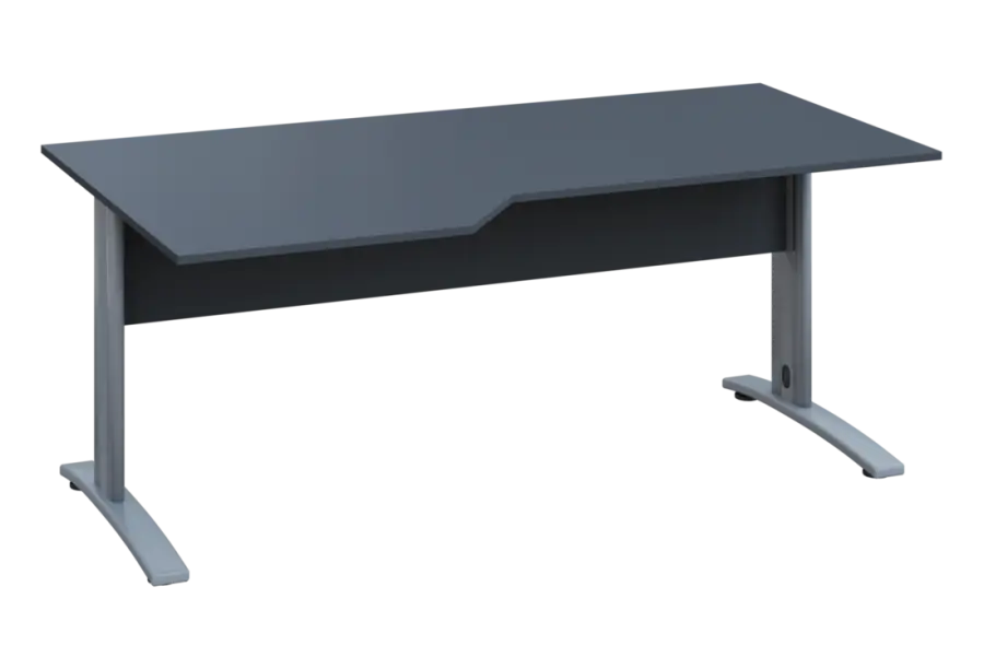 EZK 18 - 186 stůl kancelářský, rohový, levý, kovová podnož stříbrná, deska 18 mm, široký 1800 mm, antracit